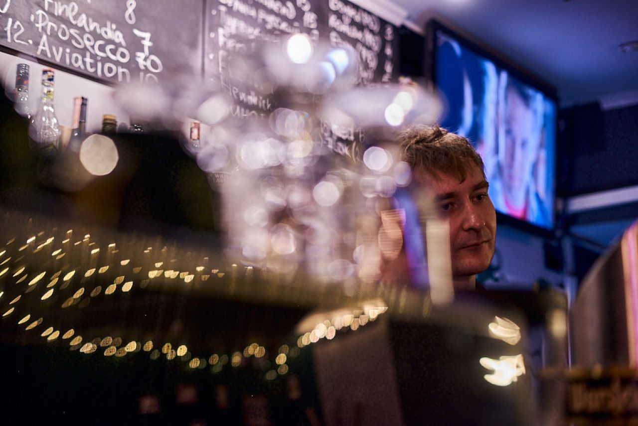 man photo at bar