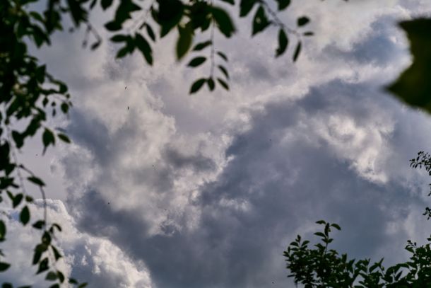 a view to the sky with clouds