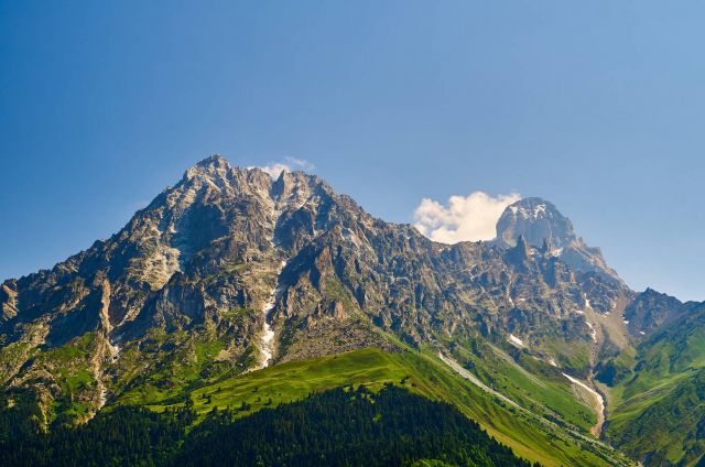 mountain ushba in summer heat